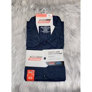 Genuine Dickies Men's Flex Short Sleeve Work Shirt, Dark Navy, 3XL